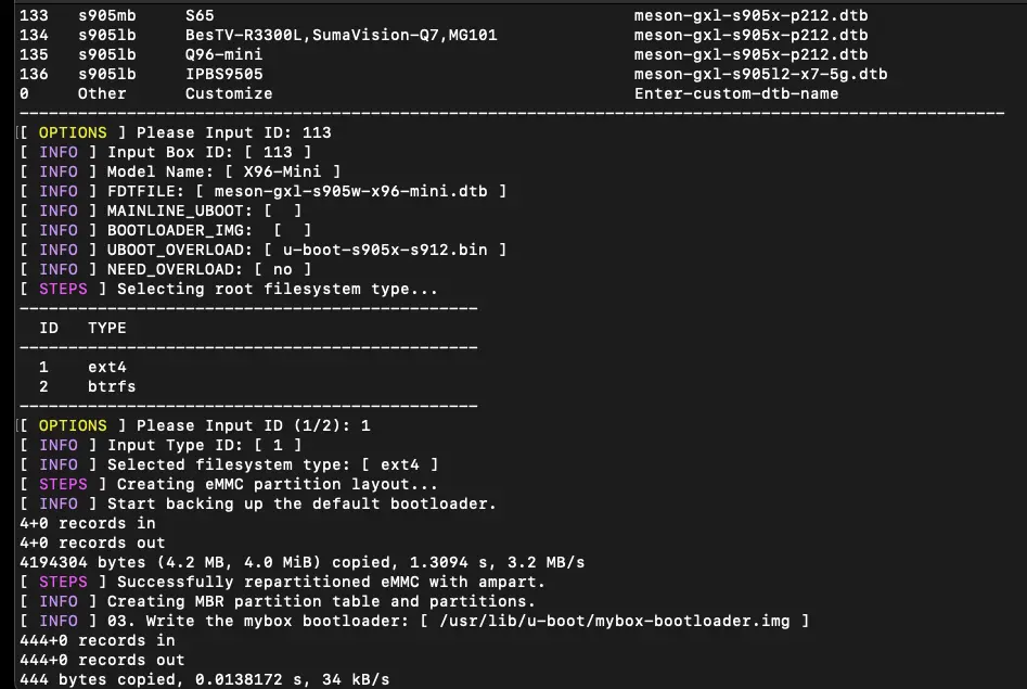 Armbian File System Selection