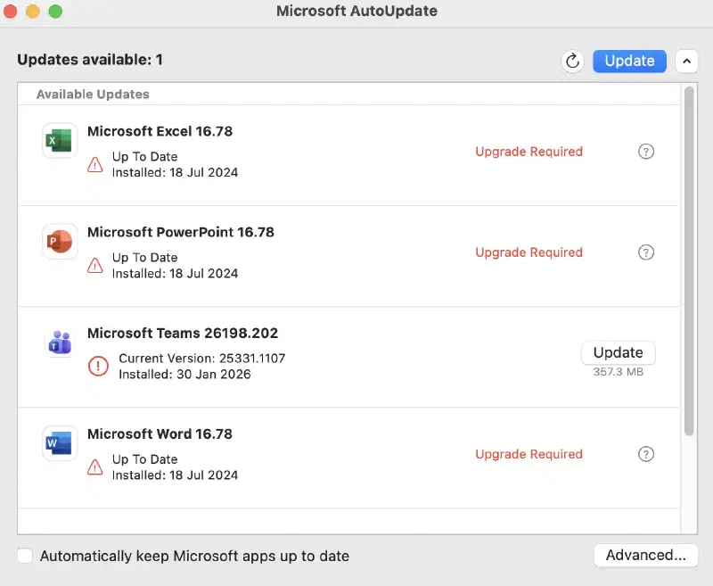 microsoft autoupdate